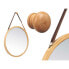 Hanging mirror Natural Leather Bamboo Circular 38 x 35 x 1,5 cm (6 Units)