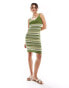 JDY knitted stripe dress in khaki