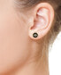 ფოტო #2 პროდუქტის EFFY® Onyx, Diamond (1/20 ct. t.w.) & Sapphire (1/20 ct. t.w.) Evil Eye Stud Earrings in 14k Gold