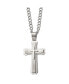 Brushed Large Cross Pendant Curb Chain Necklace