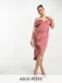 Фото #1 товара ASOS DESIGN Petite off shoulder corset midi wrap skirt dress in rose