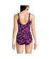 Women's Long Scoop Neck Soft Cup Tugless Sporty One Piece Swimsuit Print