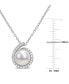 Фото #3 товара Macy's cultured Freshwater Pearl (8mm) & Diamond Accent Halo 18" Pendant Necklace in Sterling Silver