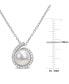 Macy's cultured Freshwater Pearl (8mm) & Diamond Accent Halo 18" Pendant Necklace in Sterling Silver