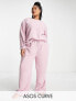 Фото #1 товара ASOS DESIGN Curve lounge borg sweat & trouser set in pink