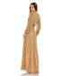 ფოტო #2 პროდუქტის Women's Sequined Wrap Over Puff Sleeve Gown