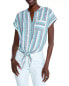 Nic+Zoe Striped Tie Front Blue Multi M