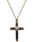 Фото #1 товара Black Hills Gold black Powder Coated Brass Cross Pendant with 12k Rose and Green Gold