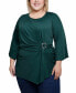 ფოტო #1 პროდუქტის Plus Size 3/4 Sleeve Pleat-Waist Top