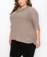 Plus Size Baby Thermal Cowl Neck Side Ruched Top