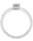 ფოტო #3 პროდუქტის Cultured Freshwater Button Pearl (4mm) & Lab-Created White Sapphire (1/4 ct. t.w.) in 14k Gold-Plated Sterling Silver