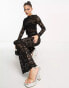 Flounce London sheer lace top in black co ord