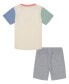 ფოტო #2 პროდუქტის Toddler Boy short sleeve Soft Colorblock Logo Tee Printed Shorts Set