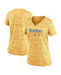 Фото #1 товара Women's Gold Boston Red Sox MLB City Connect Velocity Space-Dye Performance V-Neck T-shirt