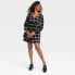 Фото #2 товара Women's Bishop Sleeve A-Line Dress - Knox Rose Black Plaid S