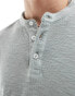 ASOS DESIGN linen look henley t-shirt in grey Кованое железо, L - Chest 42 - фото #2