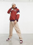 Фото #4 товара ASOS Actual oversized polar fleece quarter zip sweatshirt with towelling applique in berry