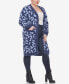 ფოტო #4 პროდუქტის Plus Size Leopard Print Open Front Sherpa Sweater