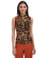 ფოტო #1 პროდუქტის Women's Animal-Print Mock-Neck Top