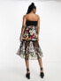 Amy Lynn Zion bandeau maxi dress in black based floral embroidery