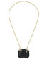 Фото #3 товара Women's Black Faux Leather Holder with Gold-Tone Alloy Chain