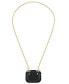 Women's Black Faux Leather Holder with Gold-Tone Alloy Chain