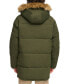 Men's Long Quilted Parka with Removable Faux-Fur Trim