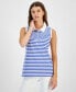 ფოტო #1 პროდუქტის Women's Striped Sleeveless Polo Shirt