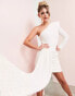 Фото #2 товара ASOS LUXE one shoulder asymmetric draped mini dress in white sequin