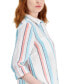 ფოტო #3 პროდუქტის Women's 100% Linen Hampton Stripe Tab-Sleeve Top, Created for Macy's