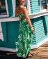 Women's Green Tropical Sweetheart Twist & Keyhole Maxi Beach Dress