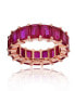 ფოტო #1 პროდუქტის Red Emerald Cut Cubic Zirconia Eternity Band in 14k Rose Gold Plated Sterling Silver