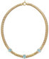 ფოტო #3 პროდუქტის Swiss Blue Topaz Weave Link 18" Collar Necklace (10-1/2 ct. t.w.) in 14k Gold-Plated Sterling Silver