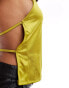 ASOS DESIGN stretch satin cowl halter neck open back top in lime Зеленый, M - EU 40-42 - фото #4