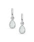 ფოტო #2 პროდუქტის Classic Cocktail Wedding Party Small 2 CTW Blue Aquamarine Halo Pear Shaped Teardrop Huggie Earrings Latch Hinge Back Hinge Back Sterling Silver