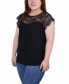 Фото #2 товара Plus Size Short Sleeve Lace and Crepe Top