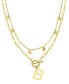 Фото #1 товара Tarnish Resistant 14K Gold-Plated Confetti and Paperclip Layered Initial Toggle Necklace