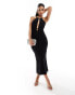 Фото #1 товара ASOS DESIGN ruched halter softline midi dress in black