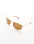 Фото #3 товара Ray-Ban polarised square metal sunglasses in gold/brown