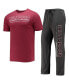 ფოტო #1 პროდუქტის Men's Heathered Charcoal, Maroon Distressed Mississippi State Bulldogs Meter T-shirt and Pants Sleep Set