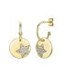 Фото #1 товара 14k Gold Plated with Cubic Zirconia Star Medallion Charm C-Hoop Earrings
