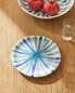 Dessert plate with blue stripes