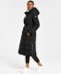 Womens Maxi Belted Hooded Puffer Coat