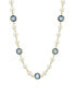 Фото #1 товара 2028 gold-Tone Imitation Pearl with Dark Blue Channels 16" Adjustable Necklace