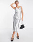 Фото #2 товара Topshop metallic maxi slip dress in silver