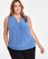 Фото #1 товара Plus Size Knot-Front Sleeveless Knit Top