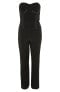 Topshop 163780 Women's Contrast Stitch Strapless Black Jumpsuit Size 10