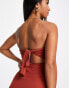 Фото #3 товара ASOS DESIGN Petite multiway bandeau ribbed beach midaxi dress in rust