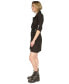 ფოტო #4 პროდუქტის MICHAEL Women's Belted Faux-Leather Trim Mini Trench Dress