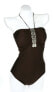 Profile Gottex Womens Swimsuit Chocolate Brown Neck Tie One Piece Size 8